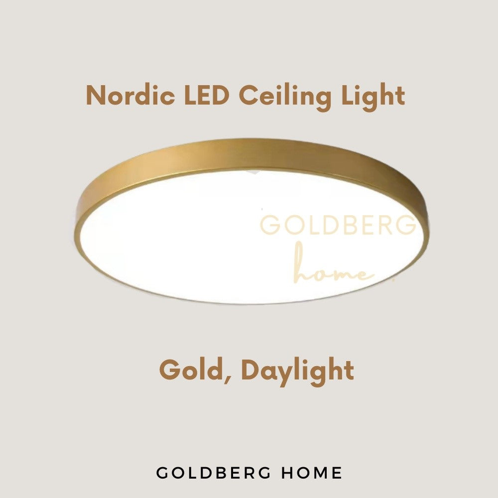 Gold Edinburgh Premium LED in Daylight. Goldberg Home luxury ceiling fixture for bright Singapore dressing rooms.