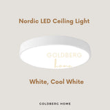 White Edinburgh Premium light in Cool White. Minimalist Goldberg Home ceiling fixture for SG dining areas.