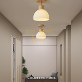 Warm white Okinawa wood spotlight in a Singapore BTO corridor, Nordic aesthetic home lighting by Goldberg Home.