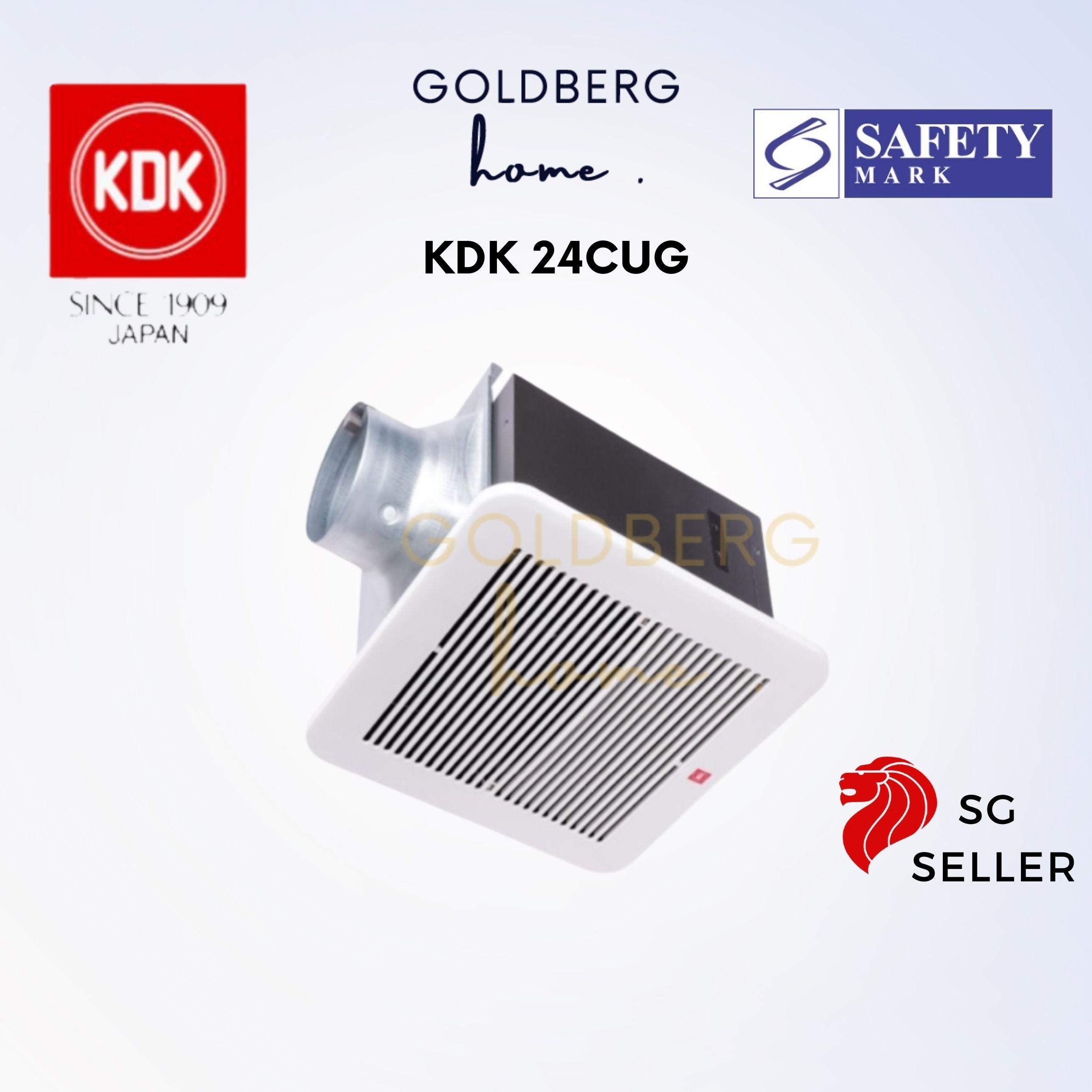 KDK 24CUG Ceiling Mount Exhaust Fan, super low noise Sirocco fan for Singapore bathrooms.