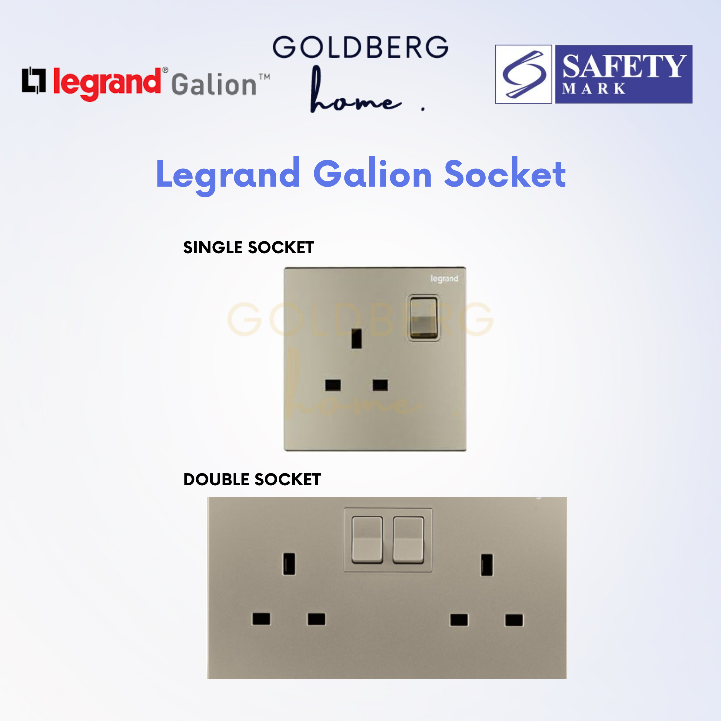 Legrand Galion 13A Wall Socket by Goldberg Home, premium power point available in 5 designer finishes.