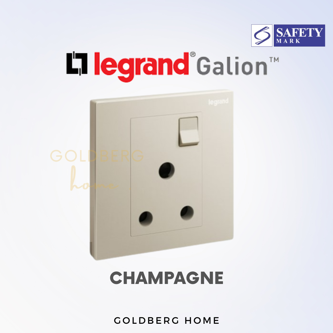Goldberg Home Legrand Galion 15A switch socket in Champagne finishes for Singapore aircon heaters.
