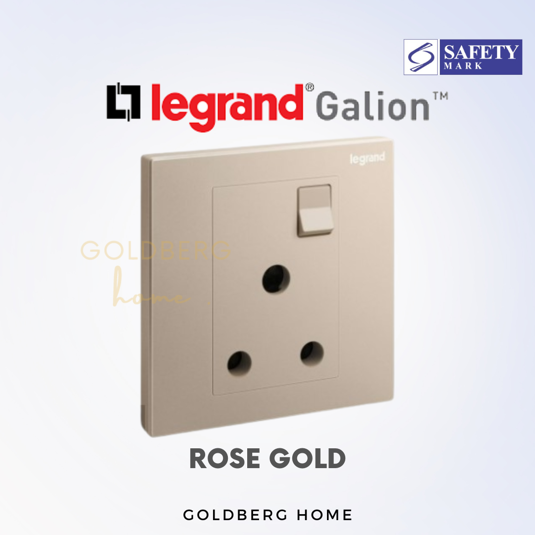 Goldberg Home Legrand Galion 15A switch socket in Rose Gold finishes for Singapore aircon heaters.