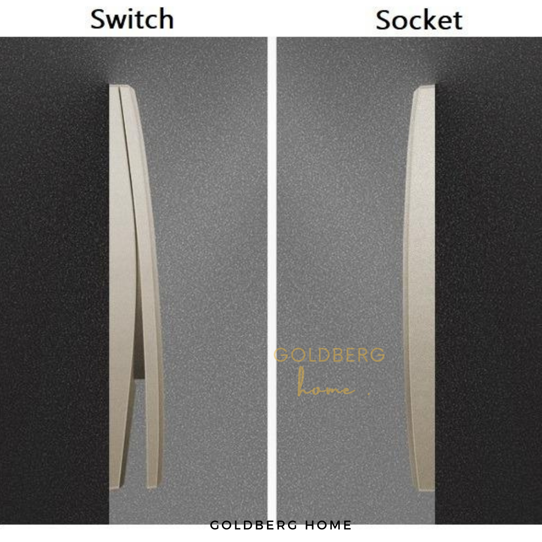 Legrand Mallia Senses water heater switch in Champagne finishes by Goldberg Home Singapore.