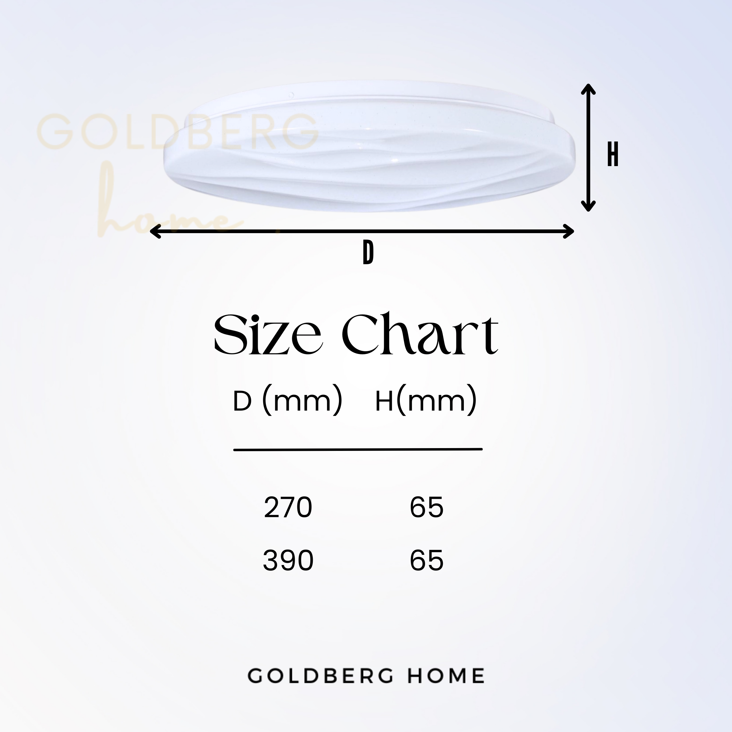Detailed dimension chart for Liverpool 27cm and 39cm ceiling lights, ideal for HDB bedrooms and hallways.