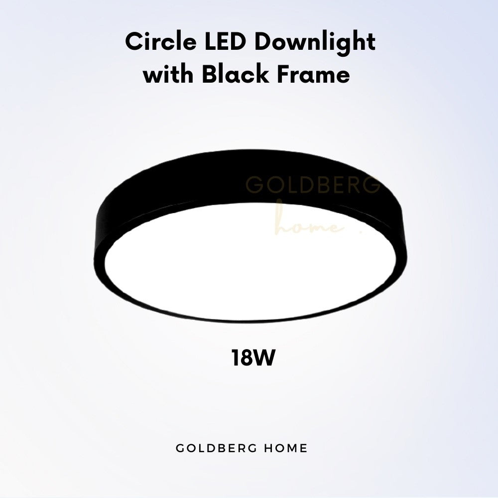 Round Black Premium Luz LED ceiling light 18W by Goldberg Home. Modern lighting for Singapore homes.