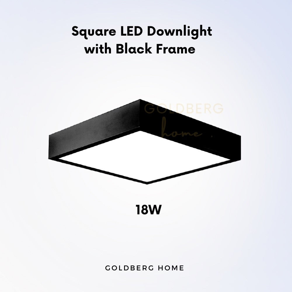 Square Black Premium Luz LED ceiling light 18W by Goldberg Home. Modern lighting for Singapore homes.