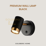 Goldberg Home Nacht Luxe black wall lamp with gold rim, premium GU10 spotlight for modern SG interiors.