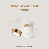 Goldberg Home Nacht Luxe white wall lamp with gold rim, GU10 LED for elegant Singapore bedroom decor.