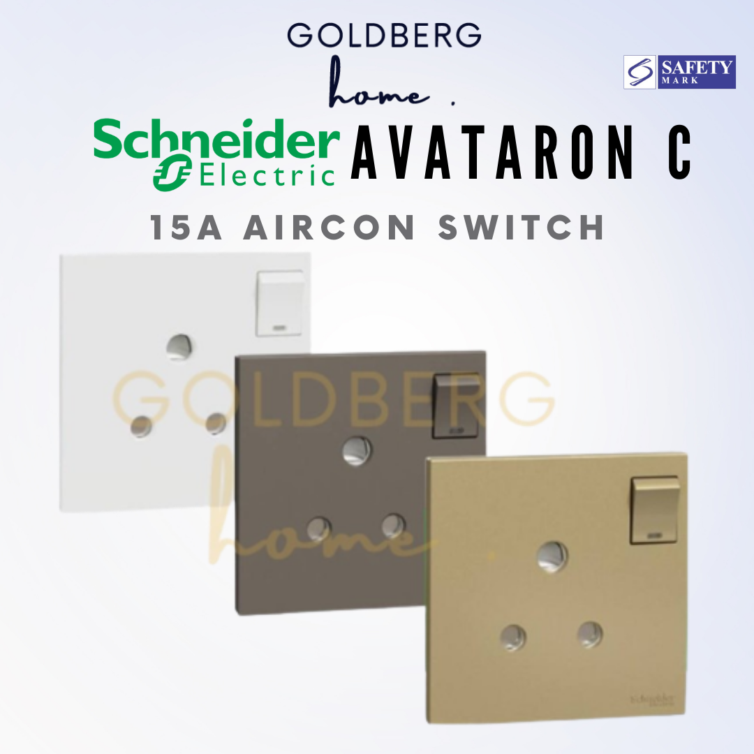 Schneider AvatarON C 15A Aircon Socket by Goldberg Home, frameless double pole switch with neon.