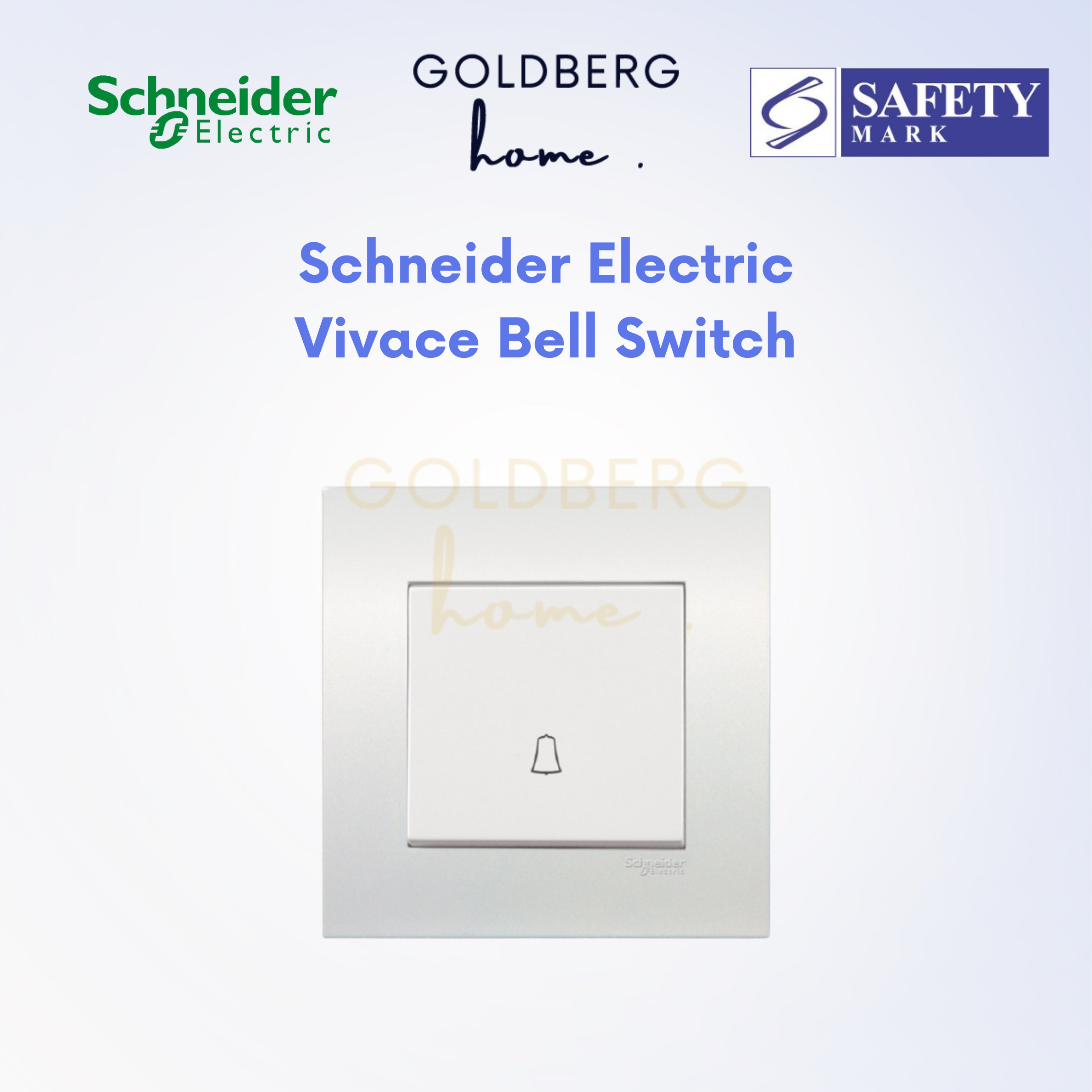 Schneider Electric Vivace White Bell Switch with icon, 10A momentary press for Singapore homes.