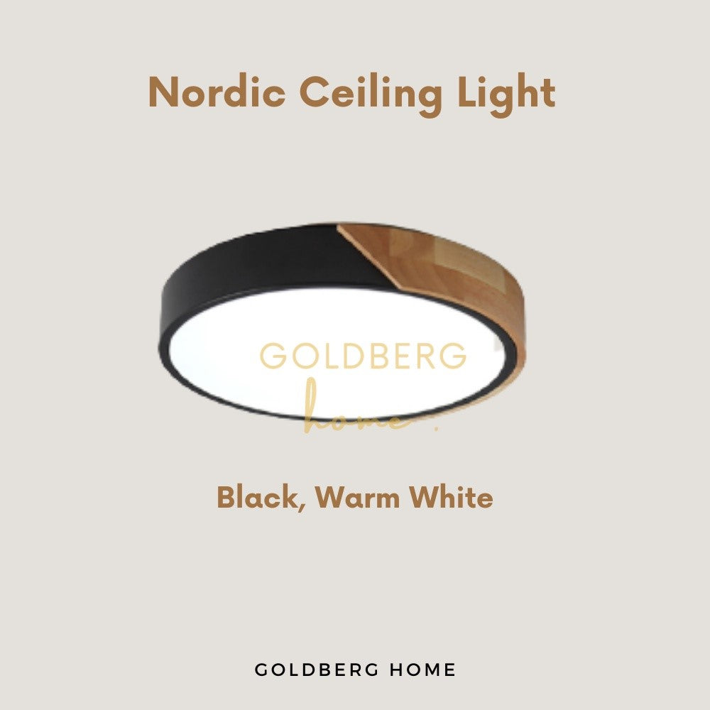 Black Tami Nordic wood light in Warm White. Cozy Goldberg Home lighting for Singapore master bedrooms.