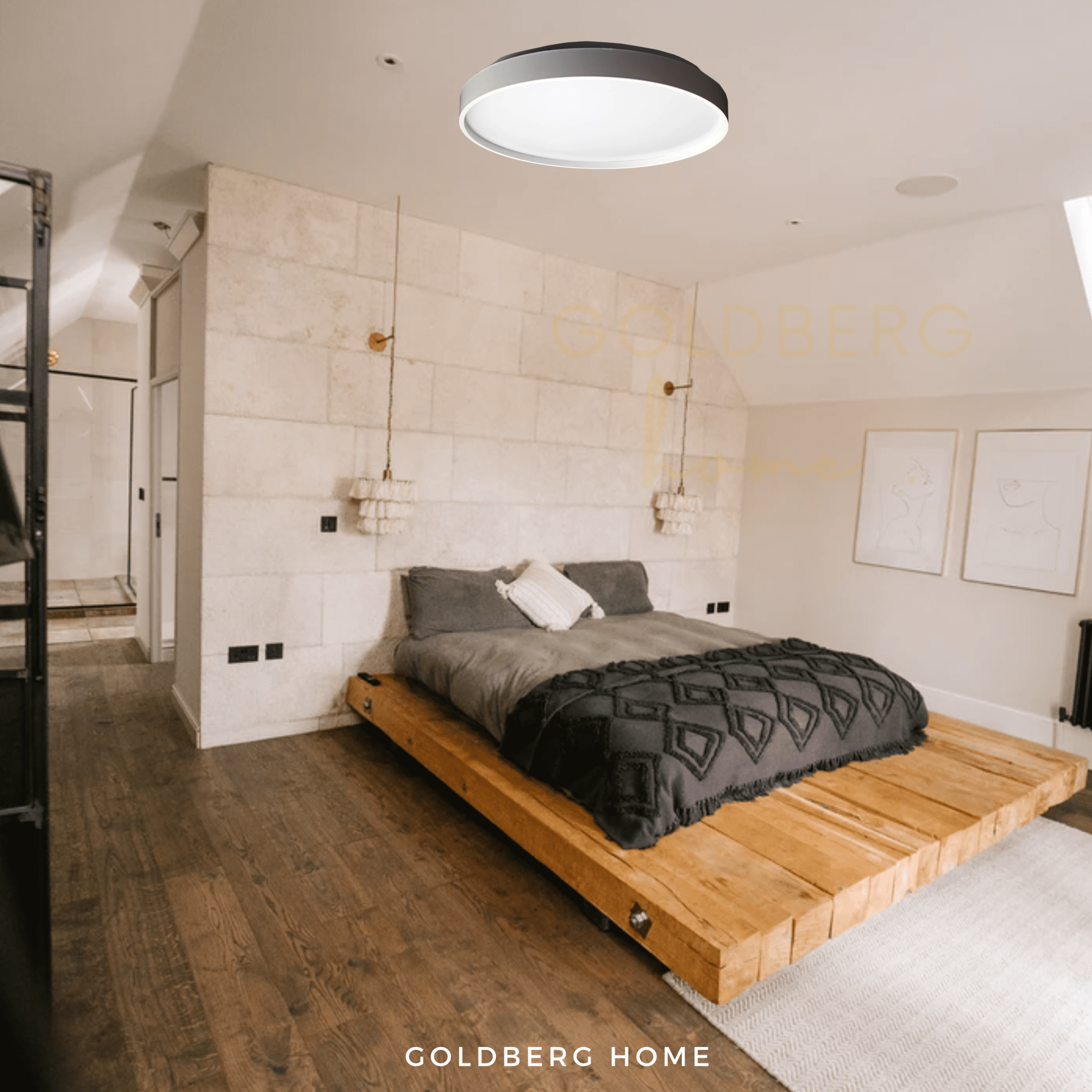 Slim 48W White Sheffield LED light providing clean, even illumination in a modern Singapore condo bedroom.